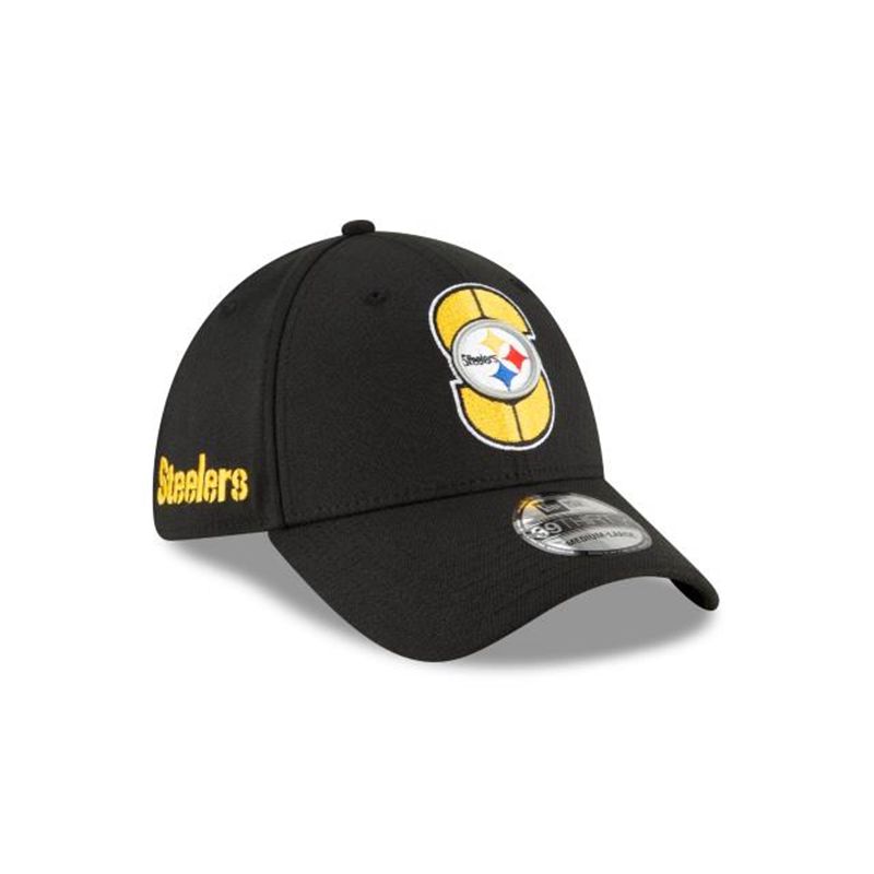 NFL Pittsburgh Steelers Logo Mix 39Thirty Stretch Fit (LEN2842) - Black New Era Caps